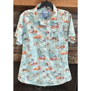 Women’s RSVLTS Bluey Kunuflex Short Sleeve Button Up Shirt Size L *C2